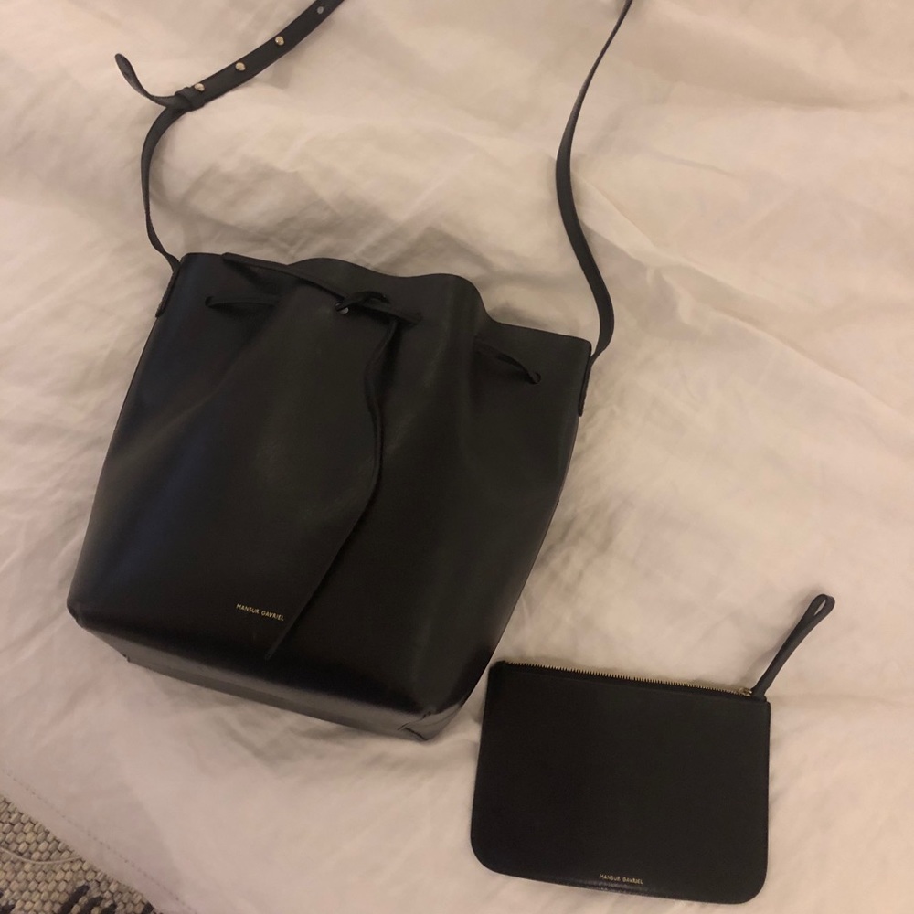 Mansur Gavriel Black Shoulder Bag with Pouch